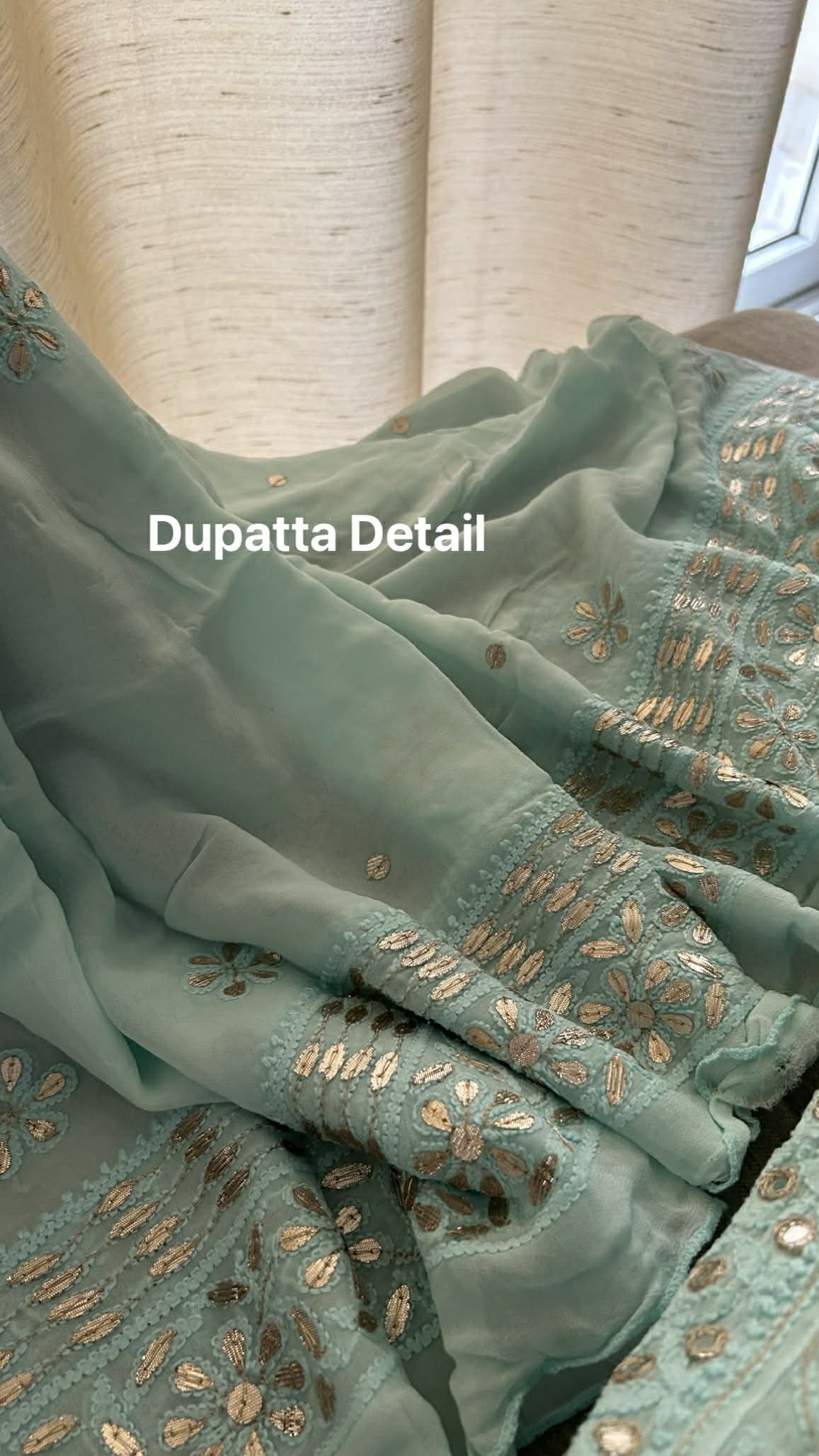Sea Green Gota Patti & Mirror Work Chikankari Anarkali