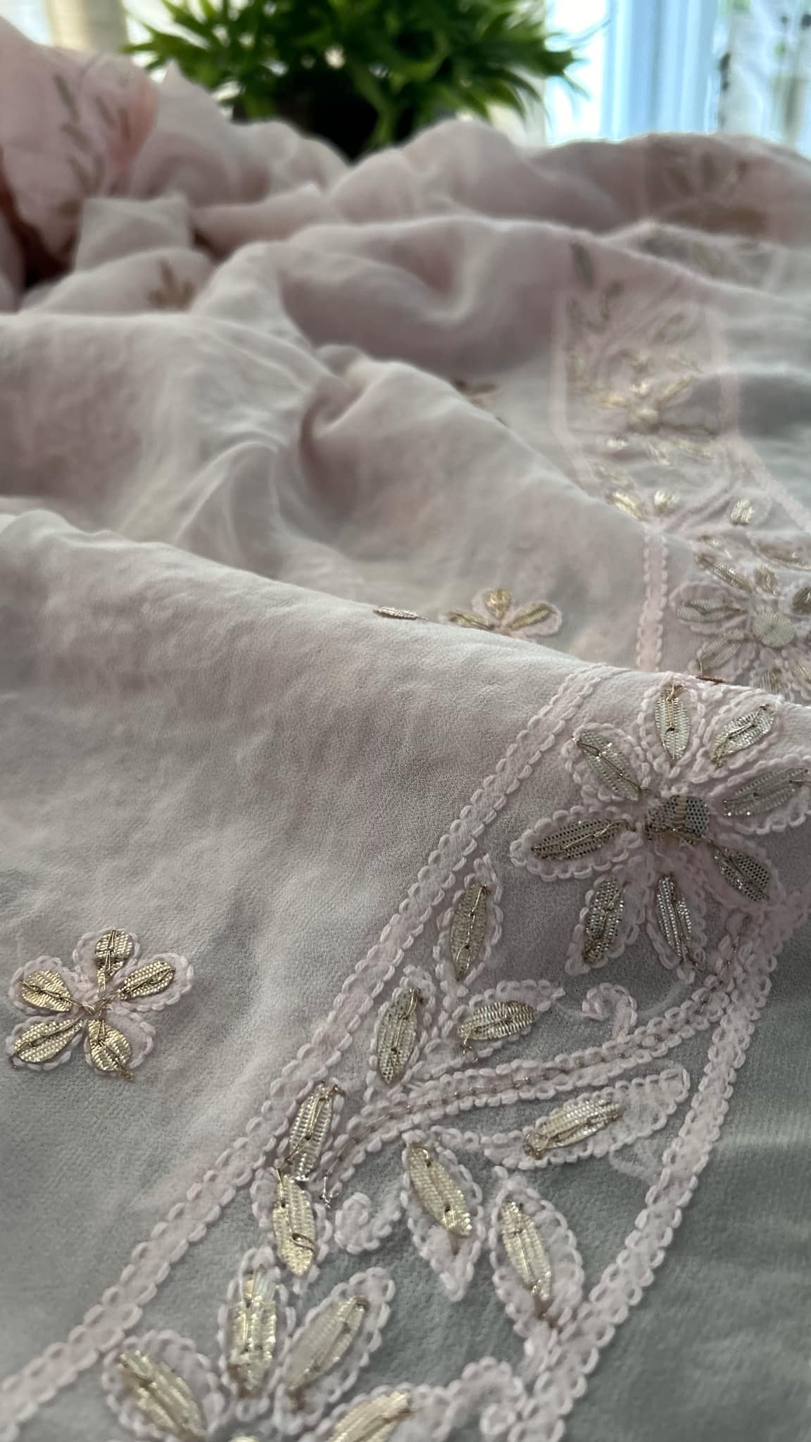 Pastel Pink Gota Patti Chikankari Suit (Kurta & Dupatta)