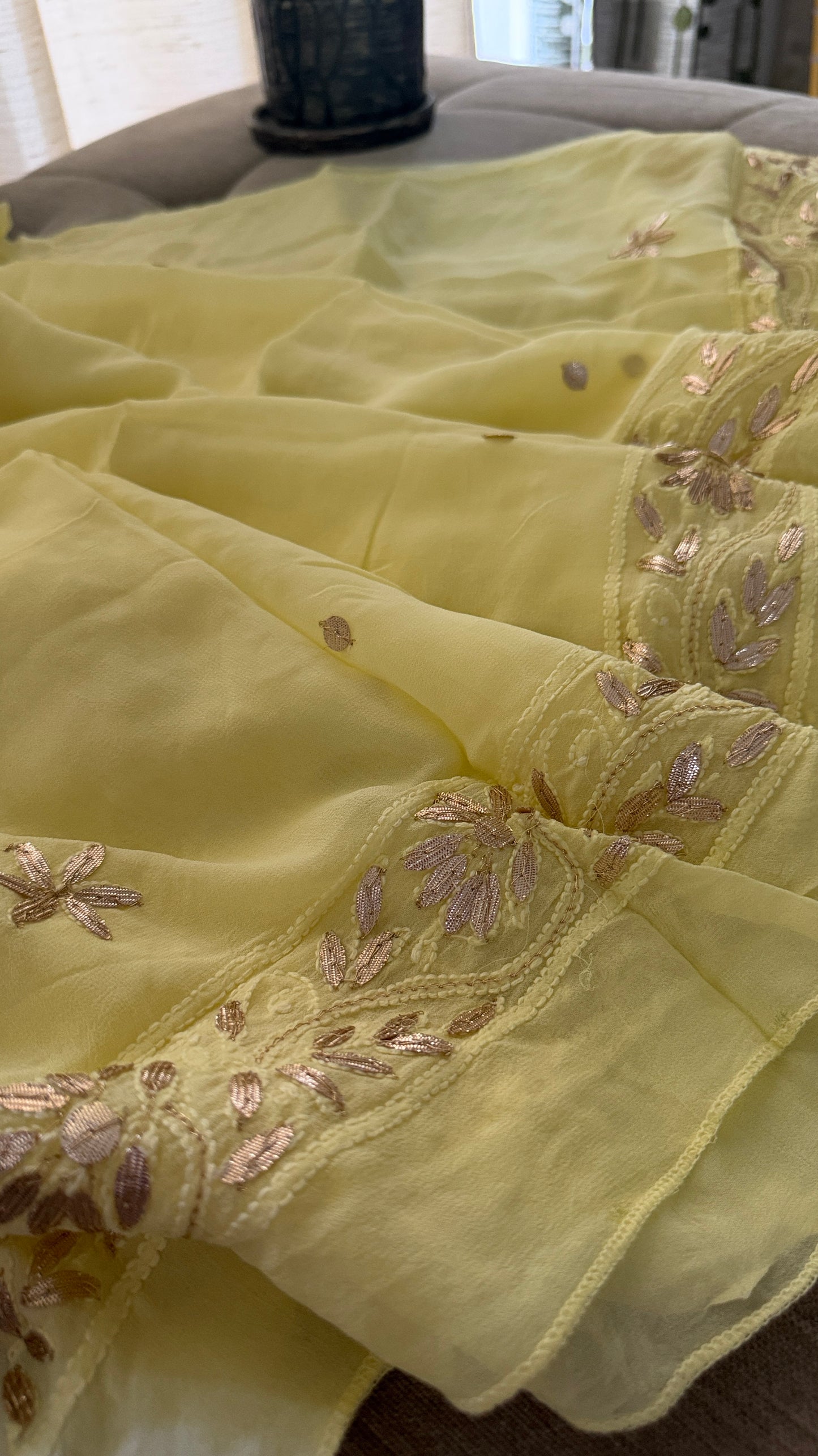 Yellow Mirror & Gota Patti Chikankari Suit