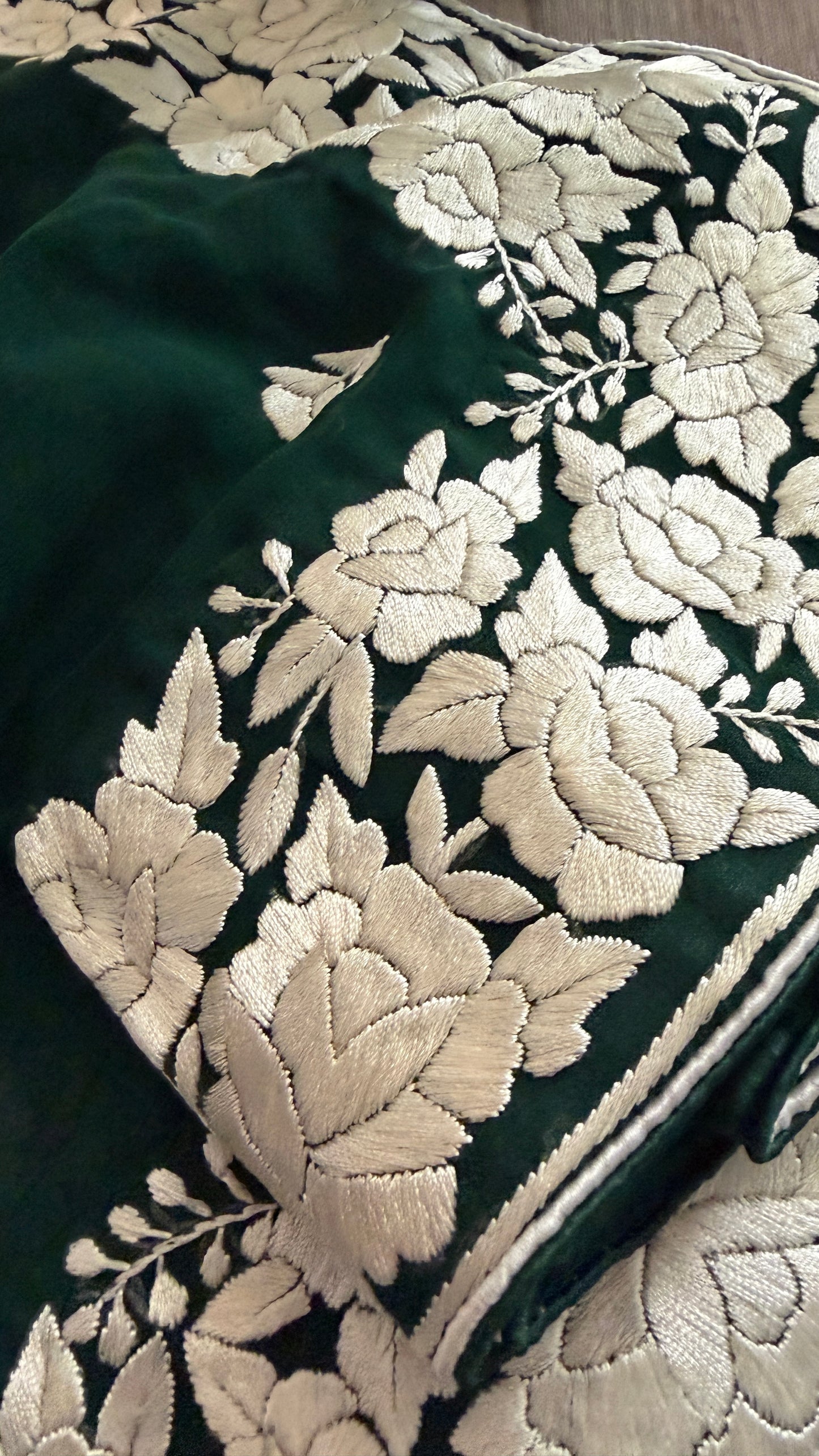 Elegant Emerald Green Parsi Gara Dupatta
