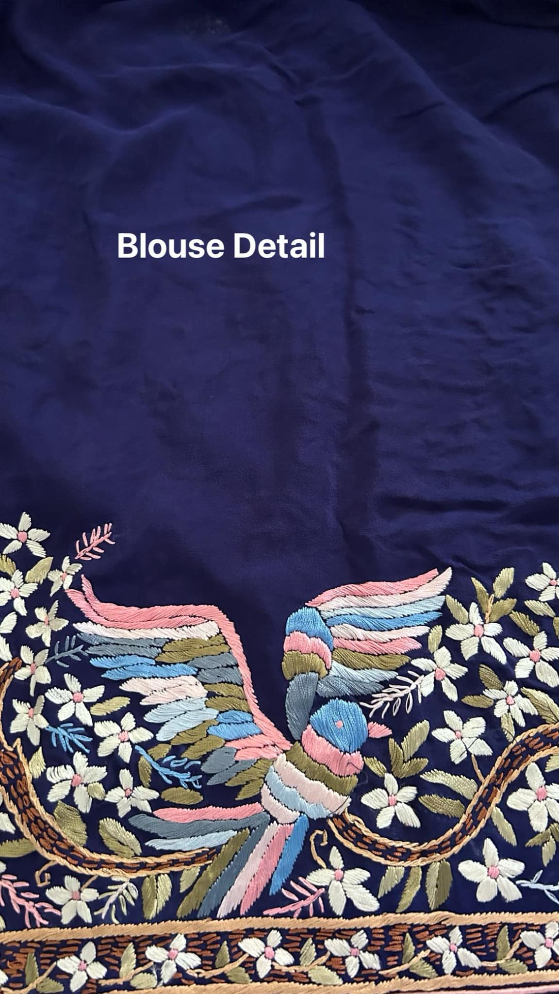 Pre -Order Exclusive Navy Multicolour Parsi Gara Saree