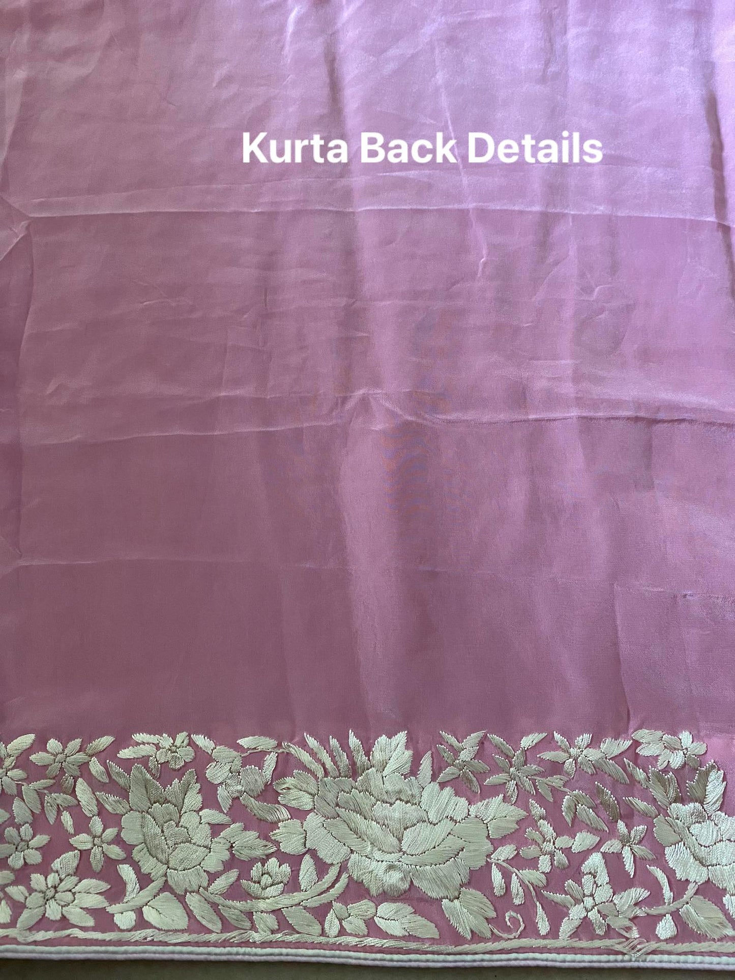 Baby Pink & Ivory Parsi Gara Hand Crafted Suit (Three Piece)