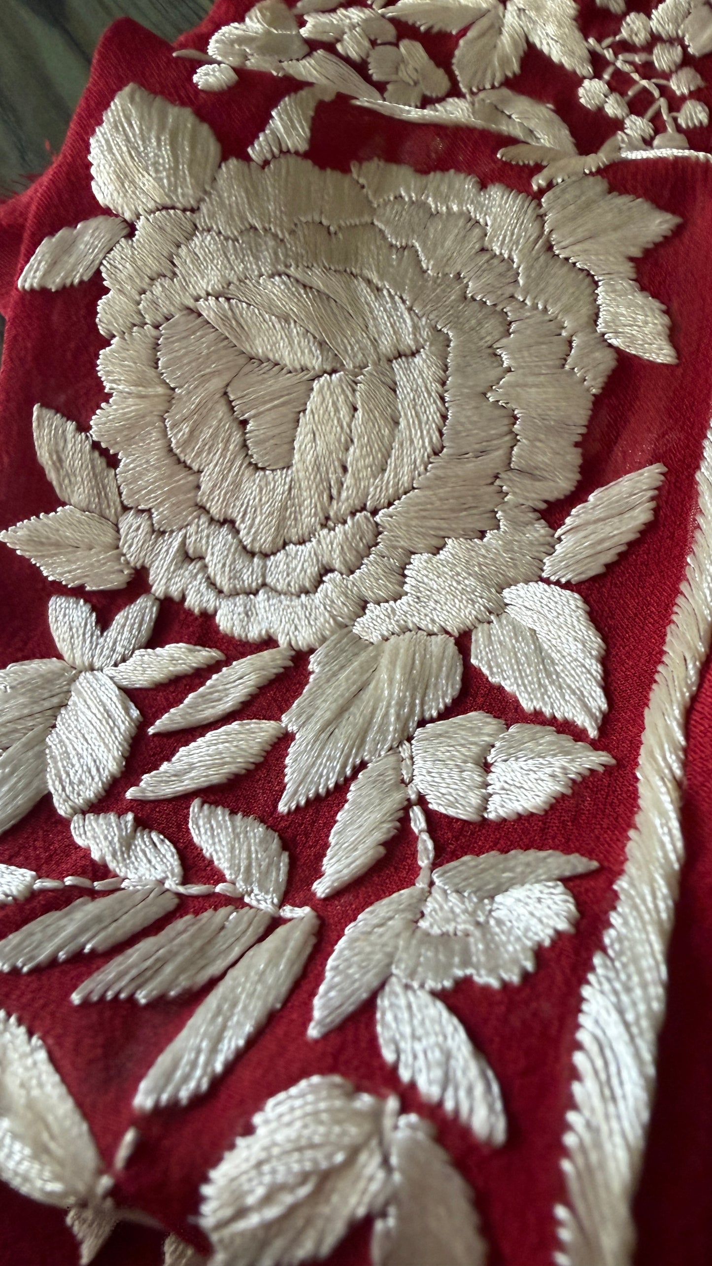 Maroon Ivory Parsi Gara Border for Sarees & Suits