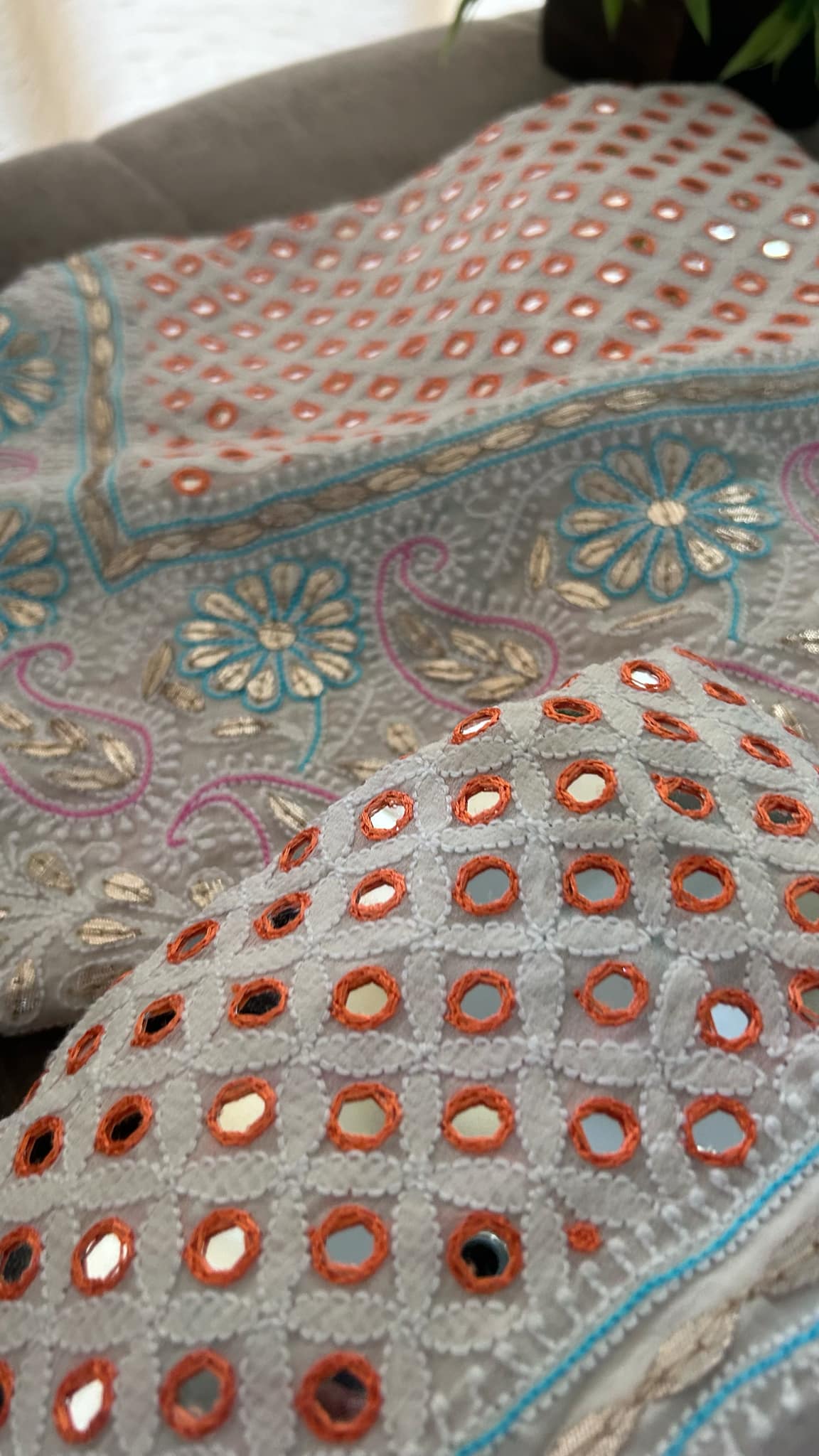 Multicolour Chikankari Mirror & Gota Patti Lehenga Set