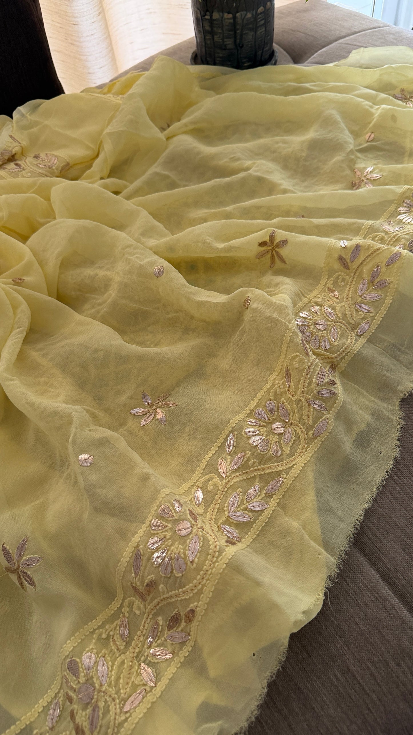 Yellow Mirror & Gota Patti Chikankari Suit