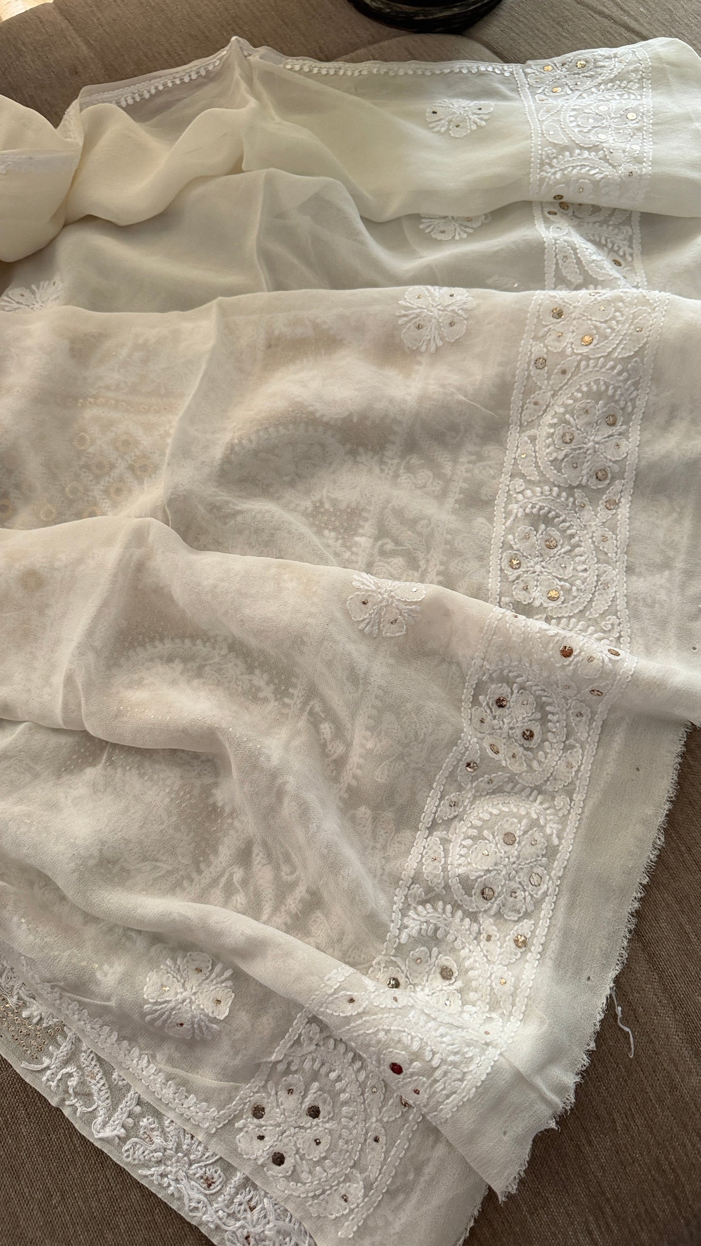 Ivory White Mukaish Suit for Women