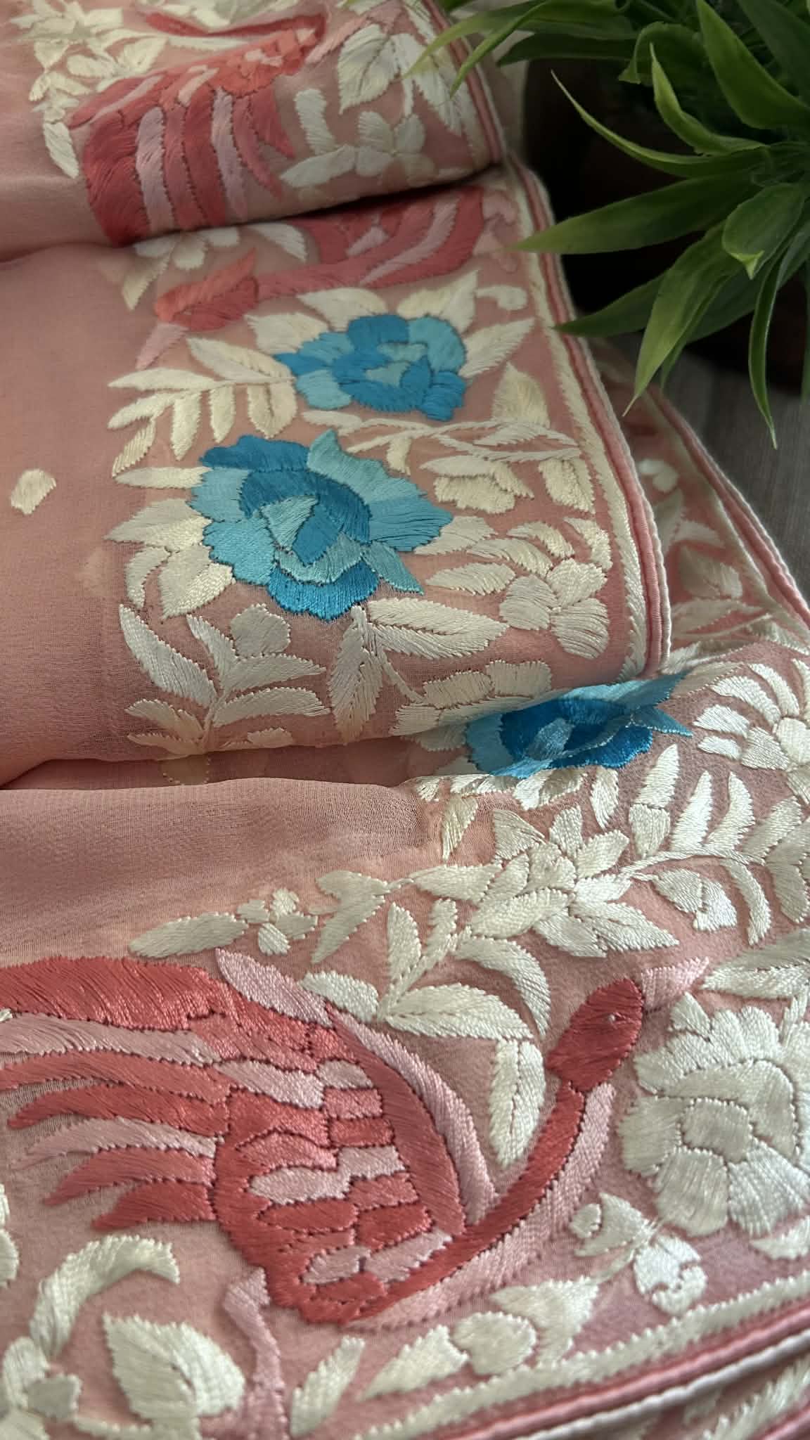 Pre Order Designer Light Pink Parsi Gara Dupatta