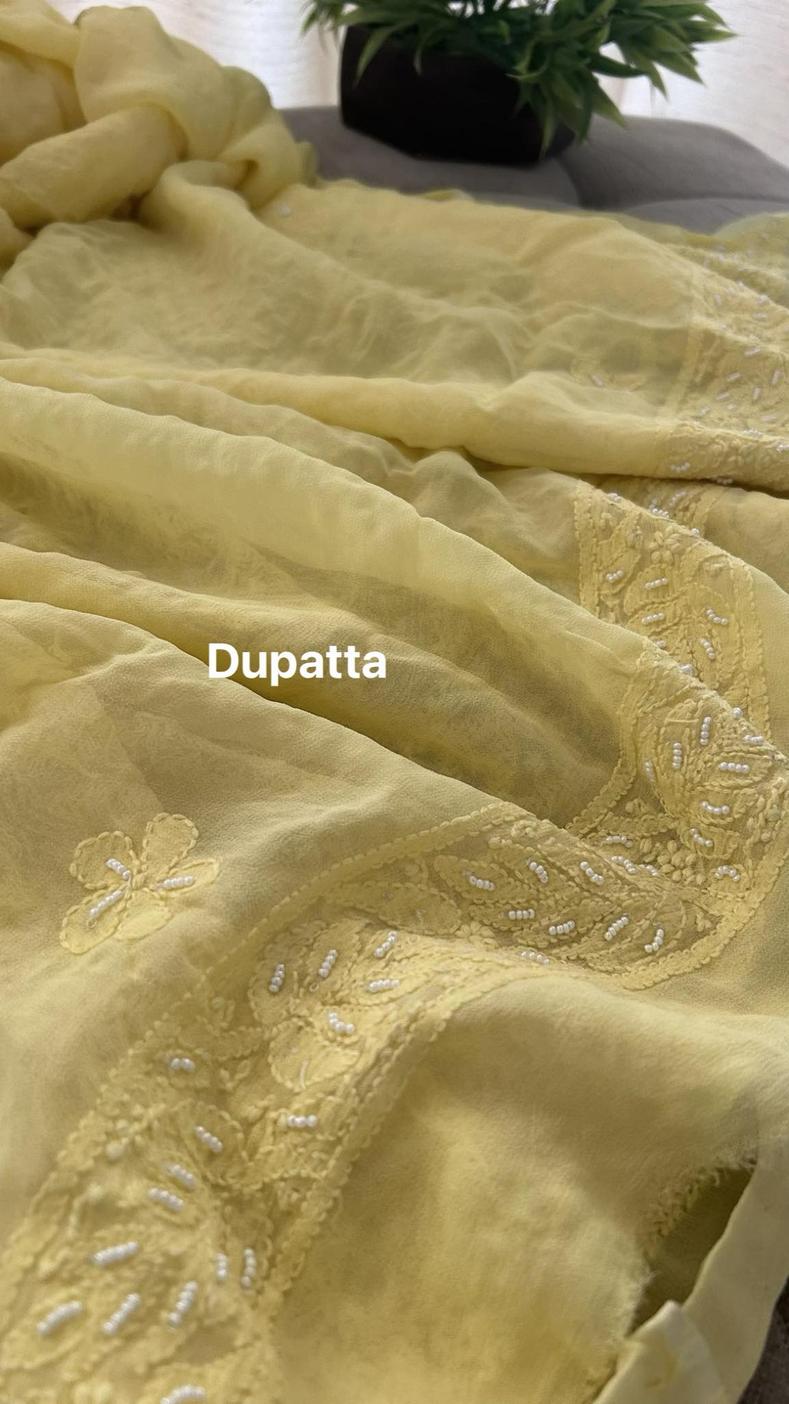Yellow Pearl Lucknowi Chikankari Suit.