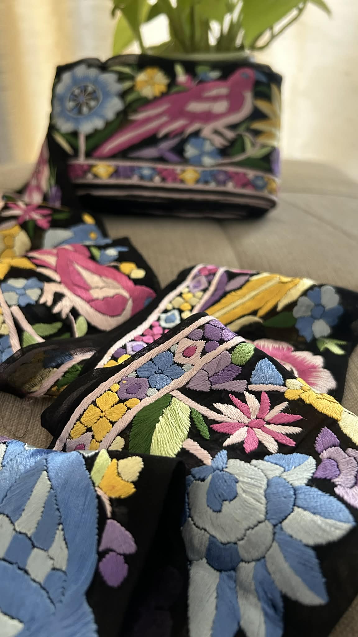 Black Multicolour Parsi Gara Border