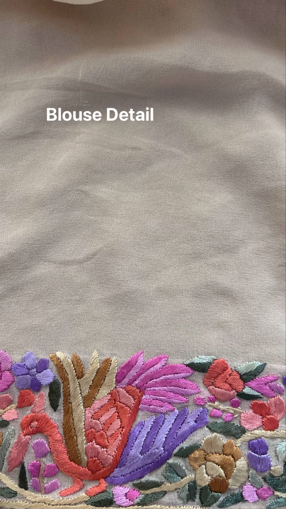 Pre Order Exquisite Sand Beige Multicolor Parsi Gara Saree