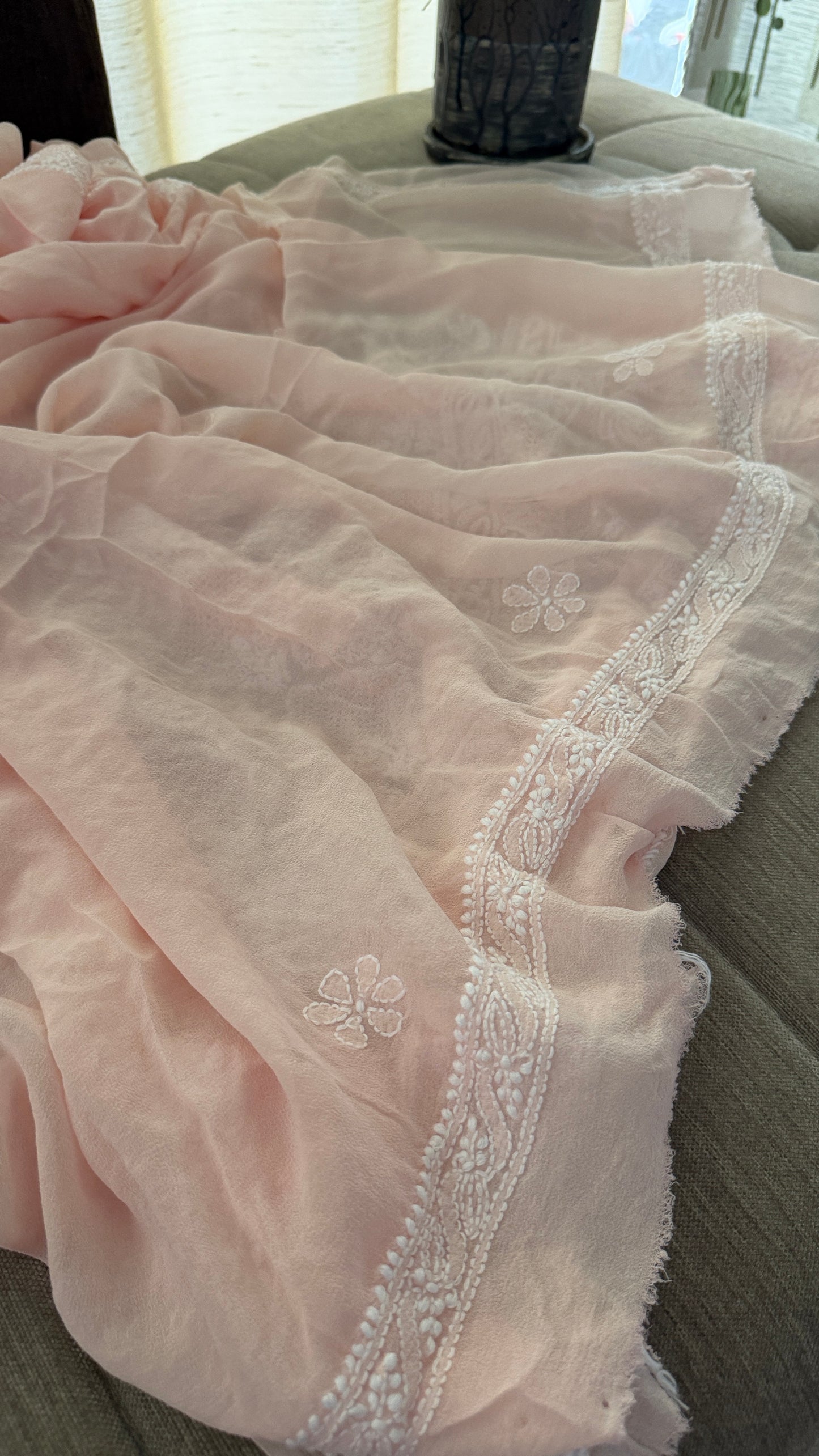 Pastel Pink Hand Jaali Chikankari Suit
