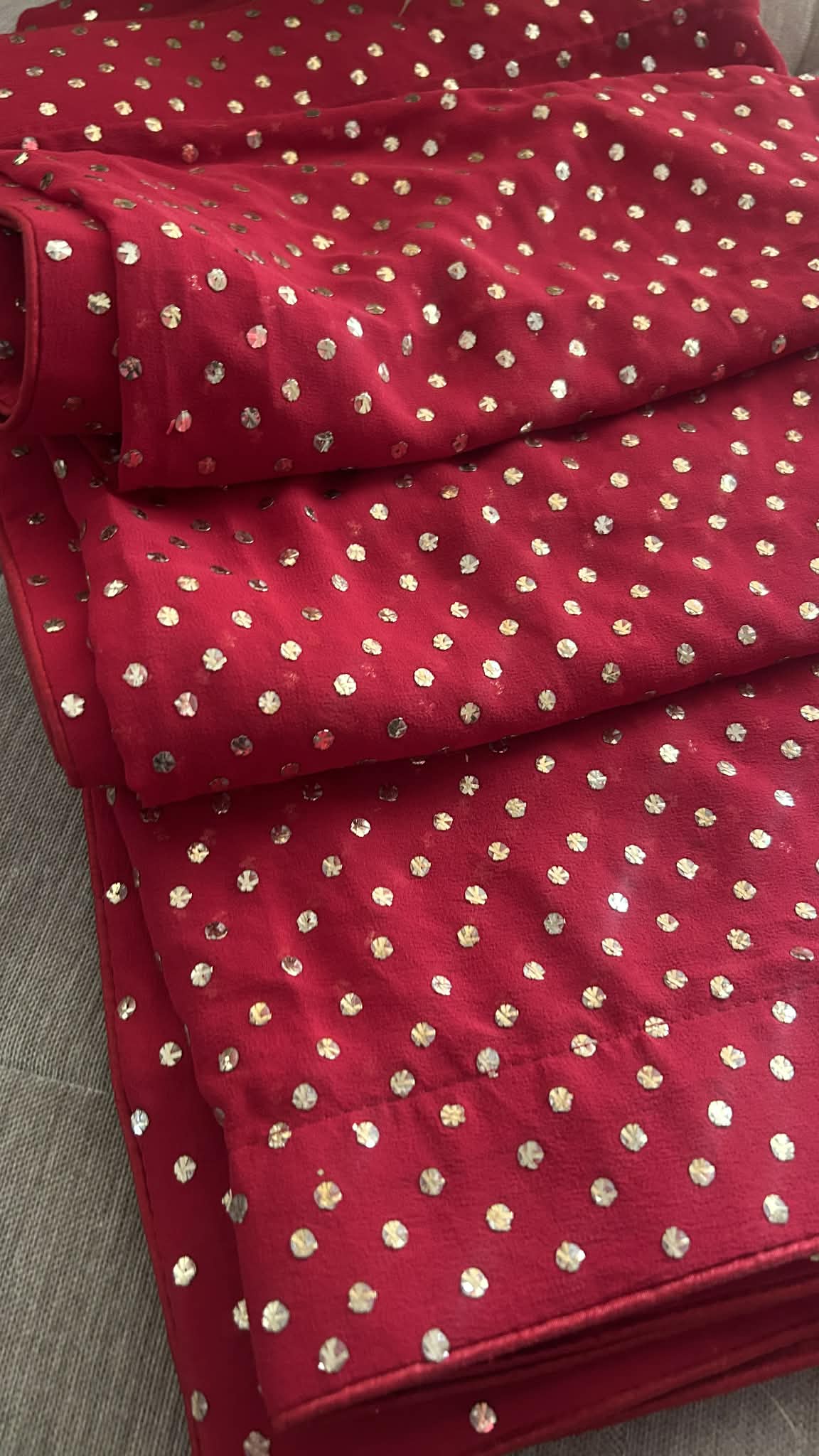 Red Pure Georgette Mukaish Dupatta