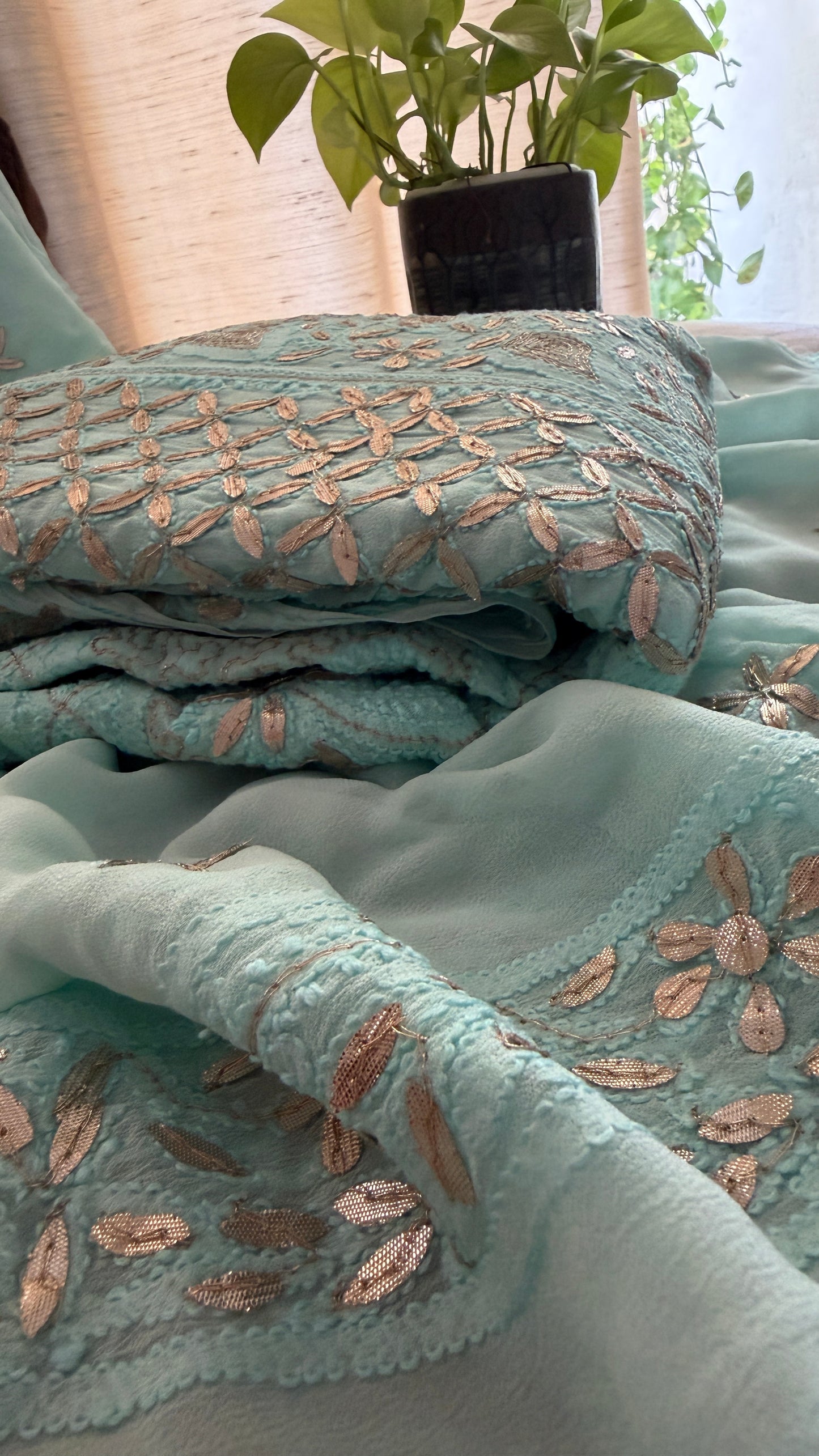Designer Green Gota Patti Chikankari Anarkali Suit (Anarkali And Dupatta)