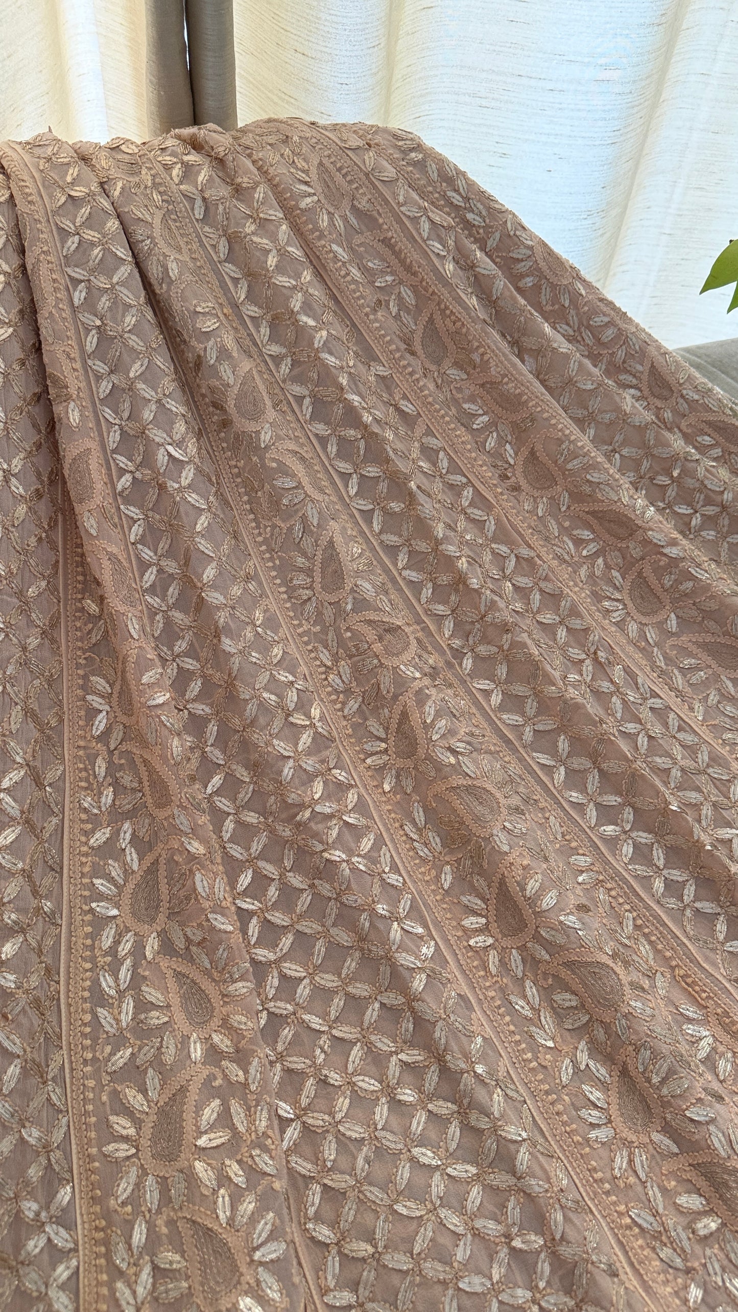 Rose Gold Gota Patti Chikankari Anarkali Suit (Anarkali And Dupatta)