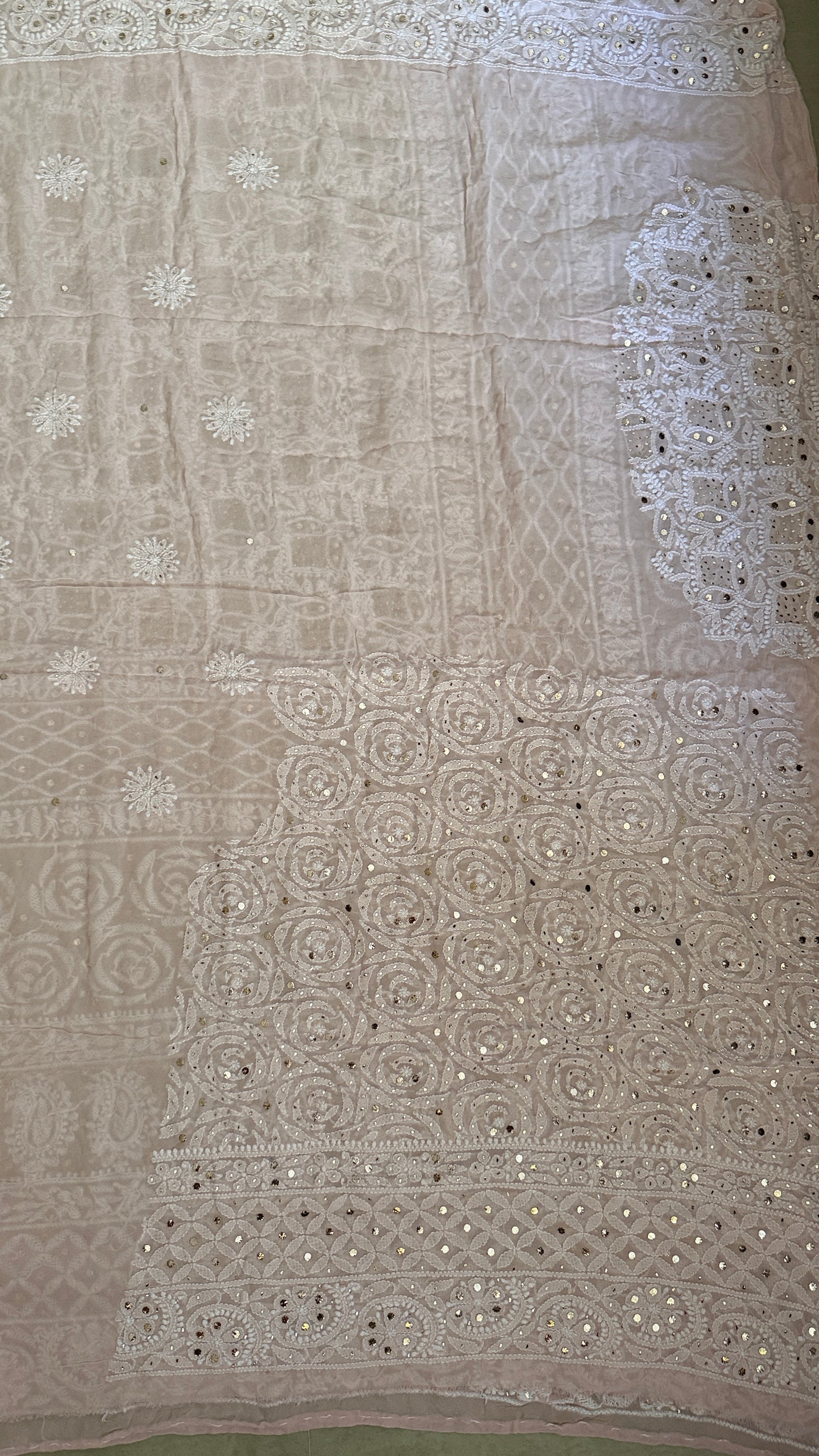 Powder Pink Mukaish Chikankari Lehenga Set