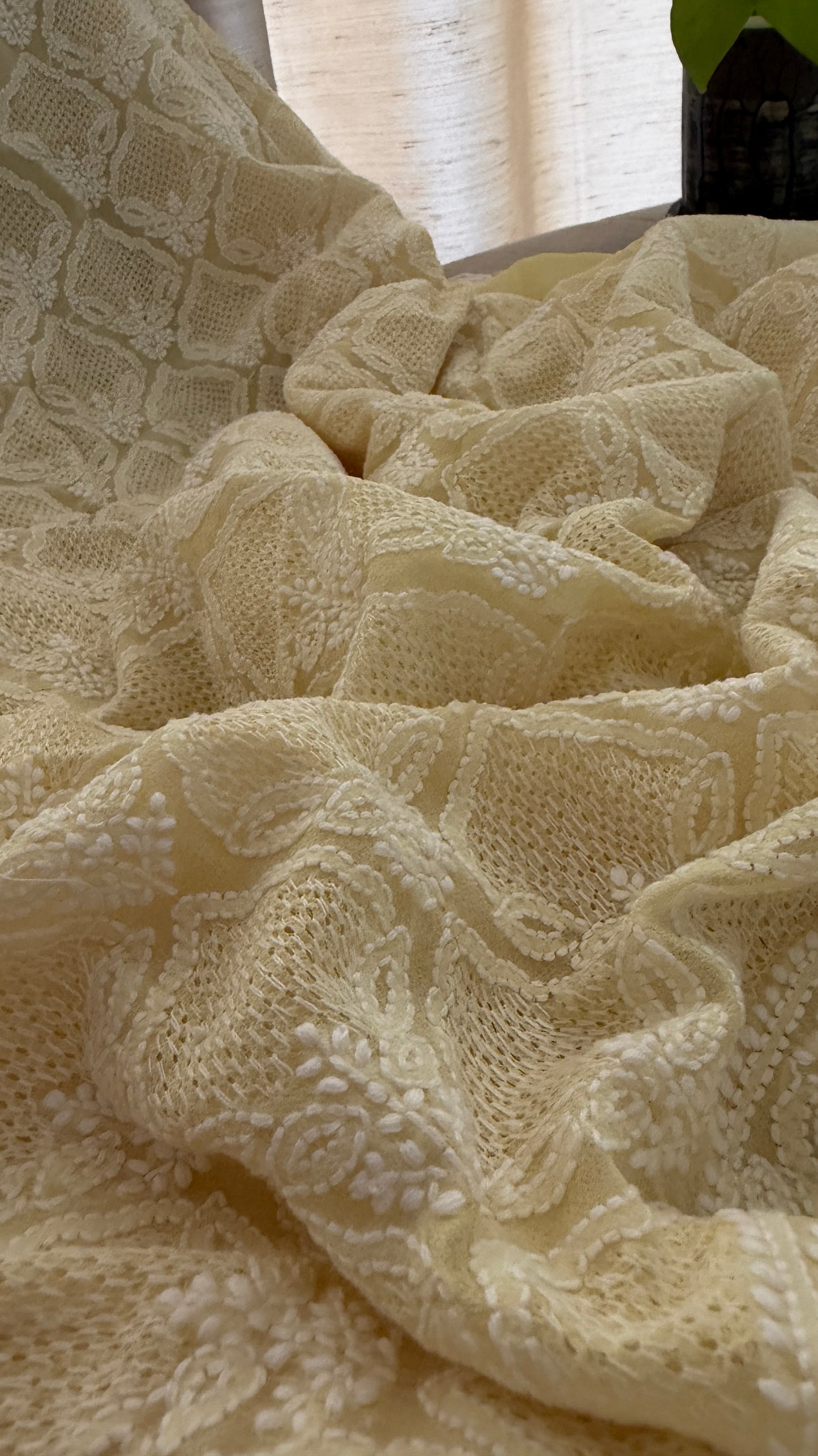 Yellow Hand Jaali Lucknowi Chikankari Suit