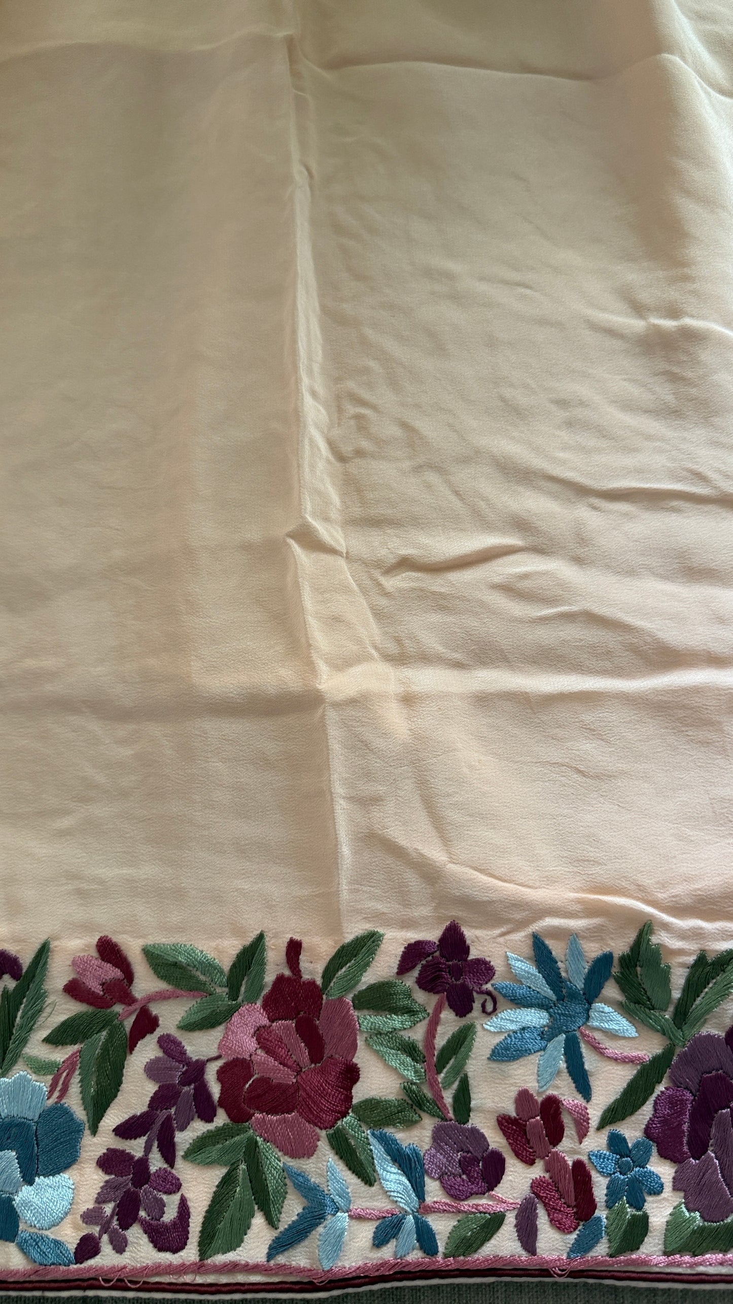 Heirloom Peach Parsi Gara Saree- Crepe silk