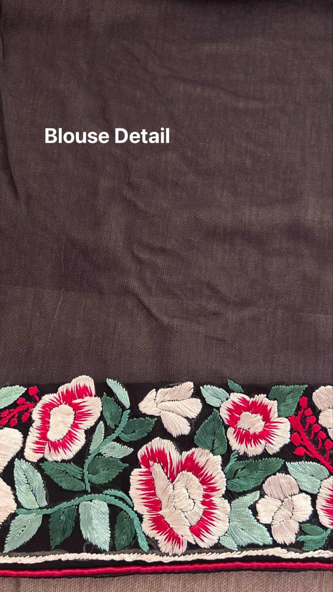 Elegant Striking Black Parsi Gara Saree with Floral Embroidery