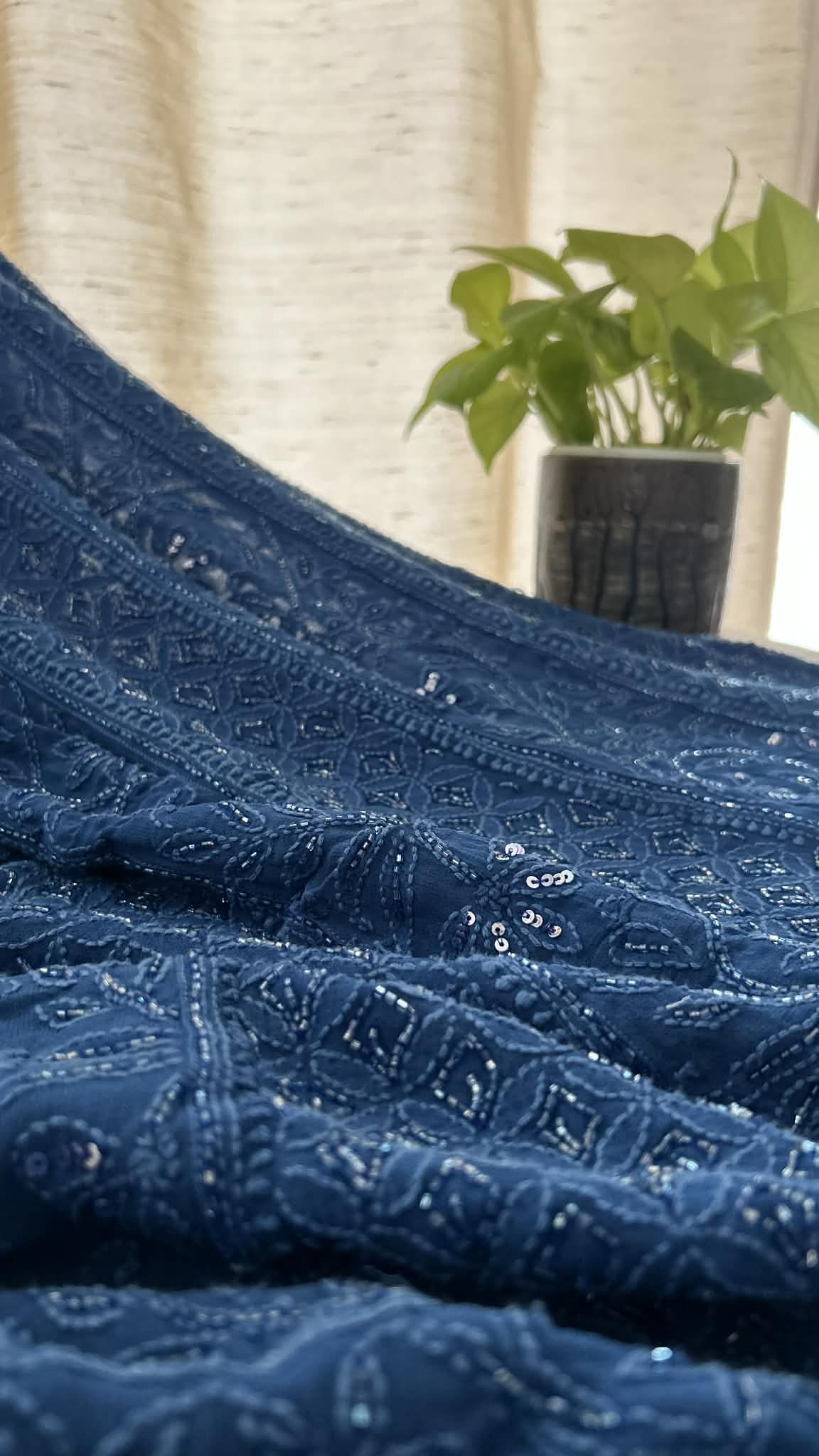 Designer Cut Dana Work Chikankari Anarkali & Dupatta Set