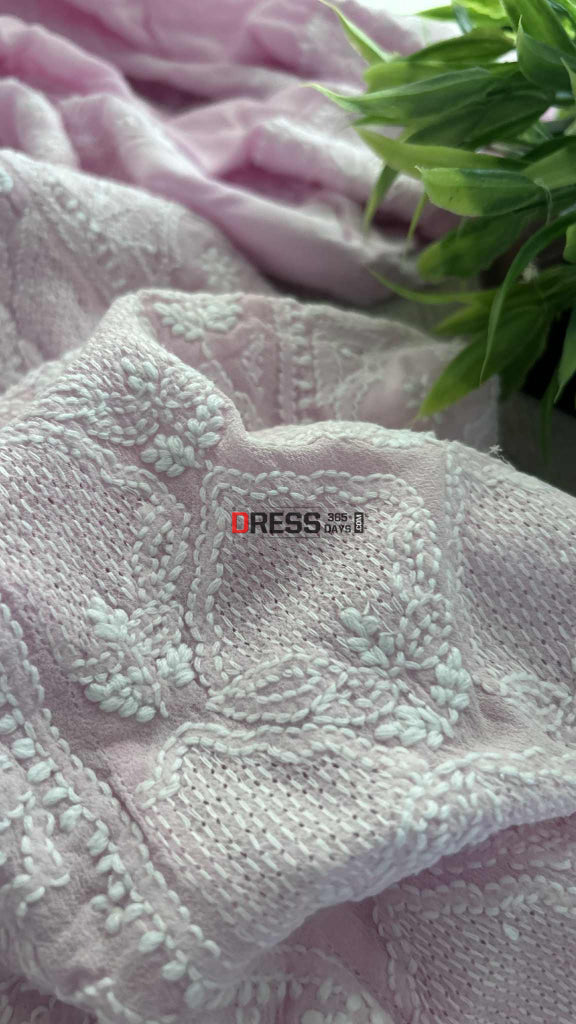 Baby Pink Hand Jaali Chikankari Anarkali Suit Chikankari Anarkali