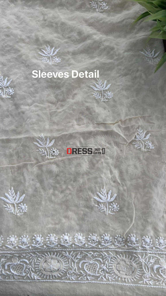Beige Super Fine Front Back Embroidered Chikankari Hand Jaali Suit Chikankari Suits