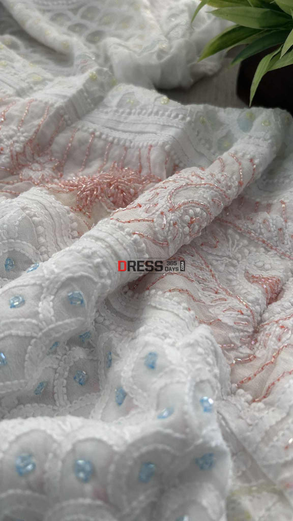 Designer Cut Dana Work Chikankari Anarkali Suit Chikankari Anarkali