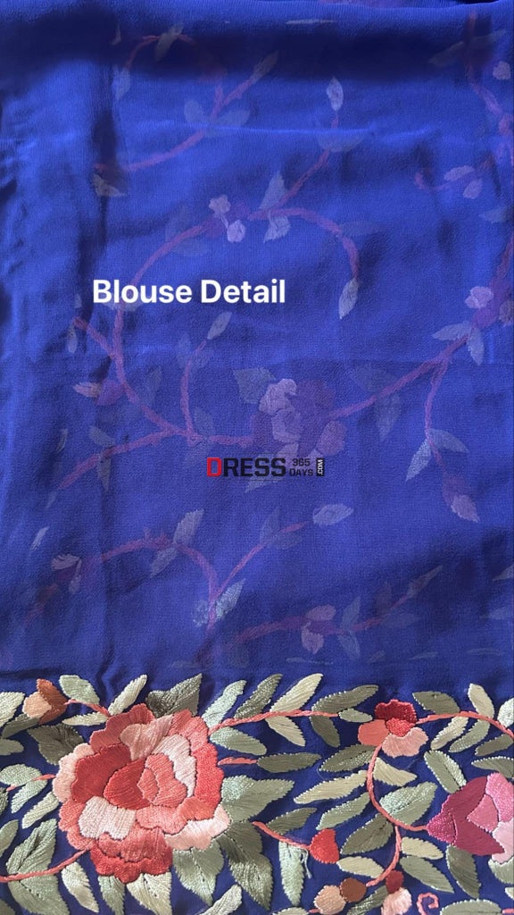 Designer Navy Parsi Gara Pure Georgette Saree Parsi Gara Saree