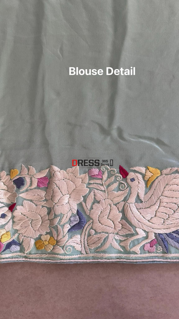 Designer Parsi Gara Hand Embroidered Saree