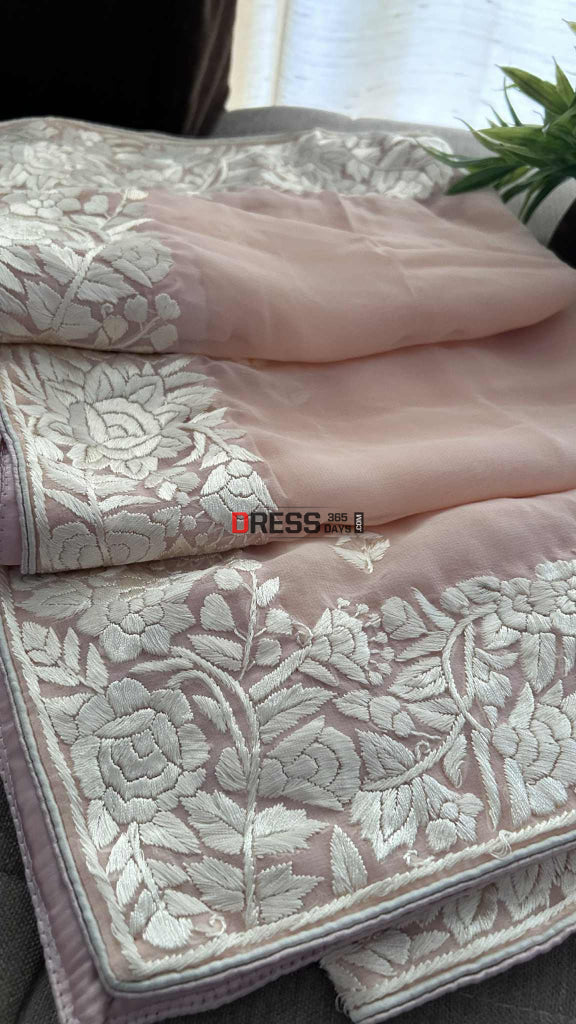 Designer Peach Parsi Gara Dupatta Parsi Gara Dupatta
