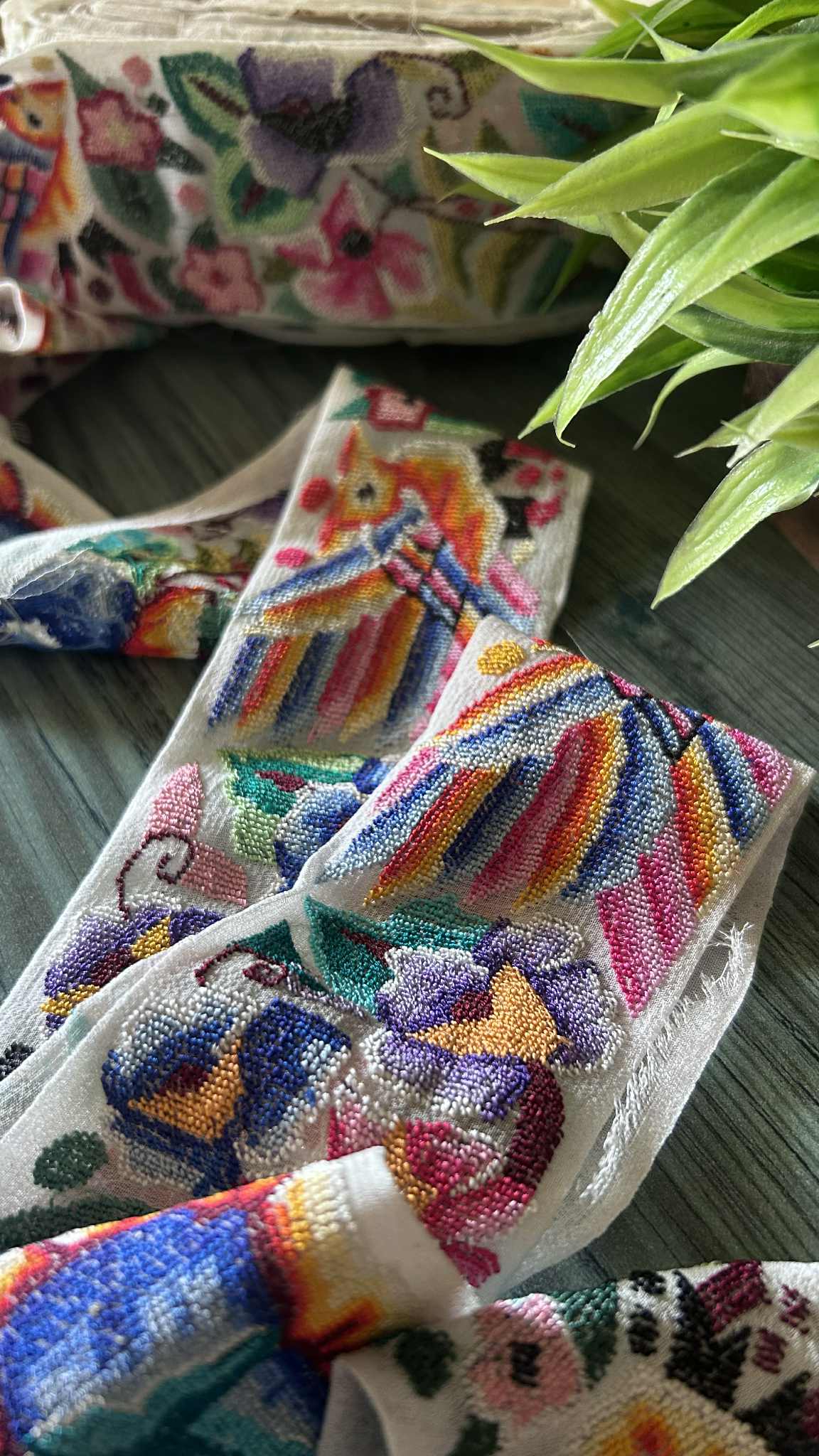 Ivory Exclusive Petit Point Hand Embroidered Border