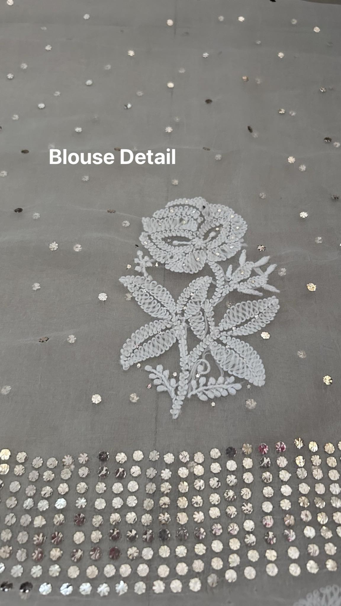 Ivory White Organza Chikankari & Mukaish Saree
