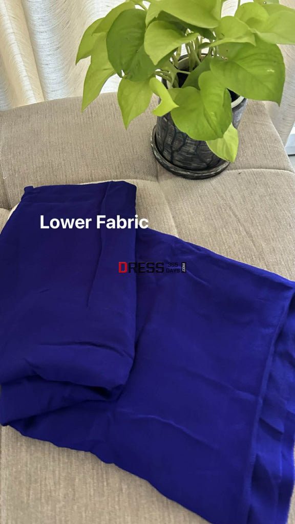 Elegant Royal Blue Multicolour Parsi Gara Suit (Three Piece) - Parsi Gara Suits