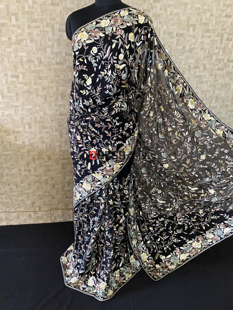 Pre Order Black Exclusive Parsi Gara Saree