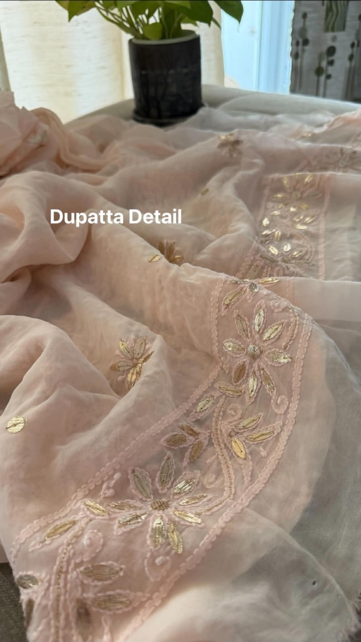 Pastel Pink Gota Patti Unstitched Chikankari Suit (Kurta & Dupatta)