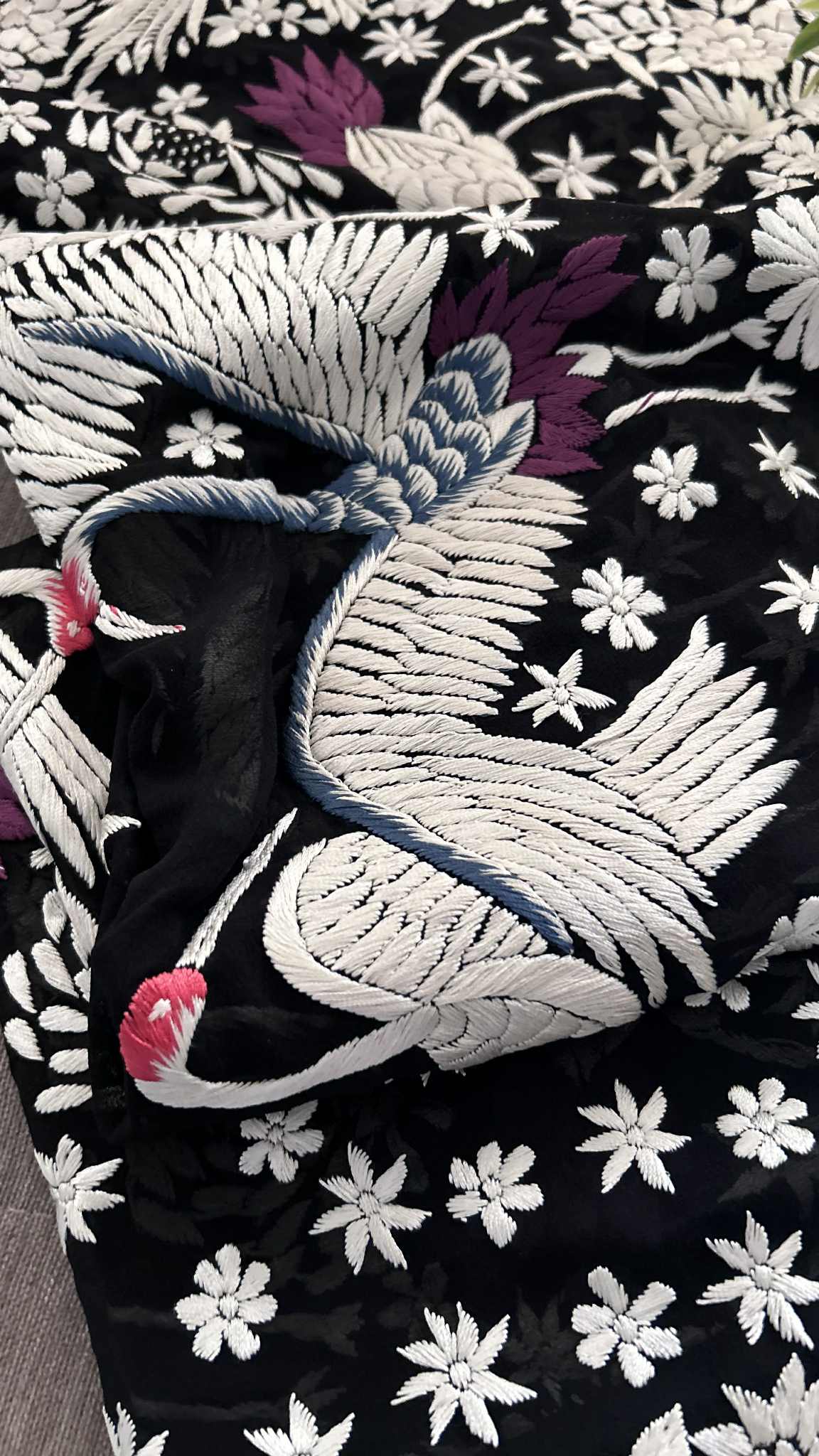 Pre Order Designer Black Parsi Gara Dupatta