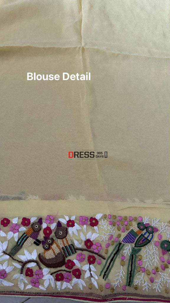 Heritage Saree with Parsi Gara and Luxe French Knots Parsi Gara Saree