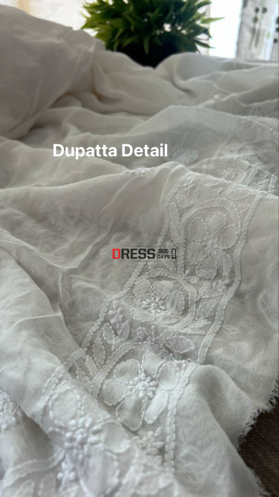 Ivory Lucknowi Chikankari Suit (Kurta & Dupatta) Chikankari Suits