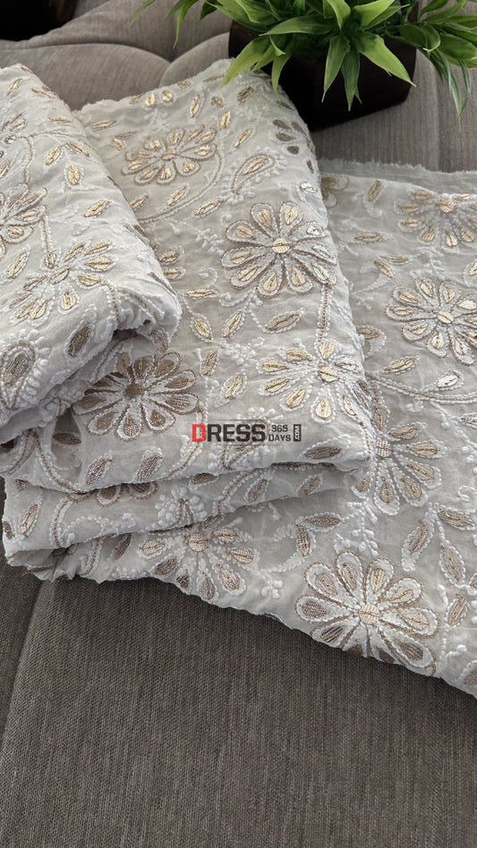 Ivory White Gota Patti Chikankari Dupatta