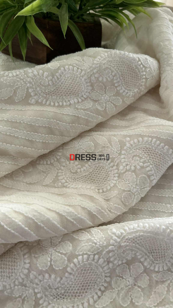 Ivory White Hand Jaali Chikankari Dupatta Chikankari Dupatta