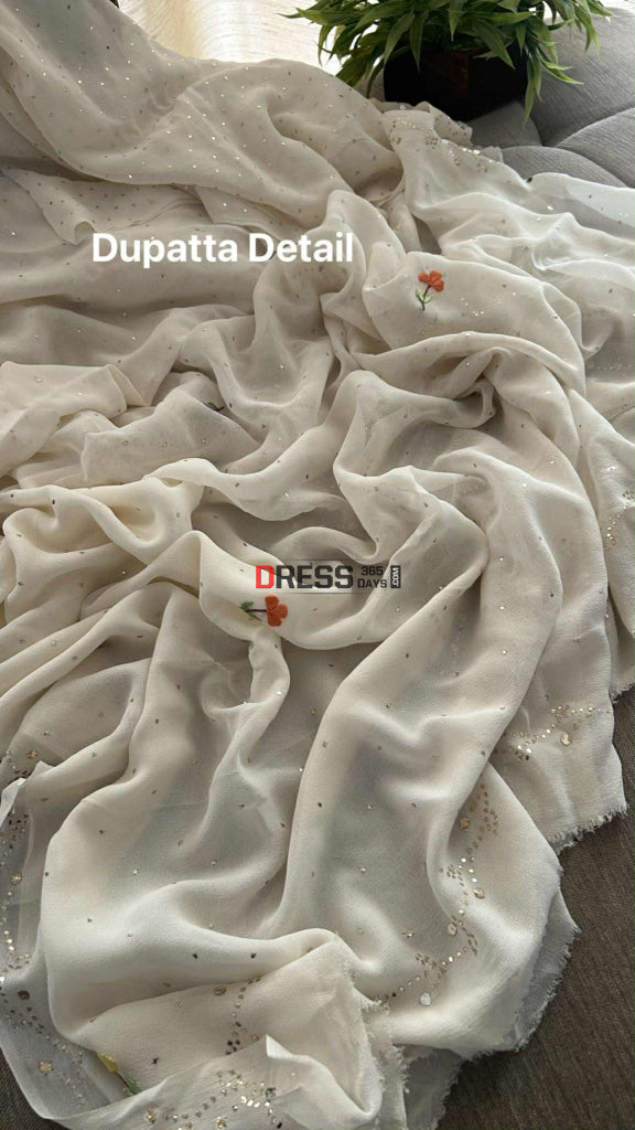 Ivory White Mukaish and Parsi Gara Suit Parsi Gara Suits