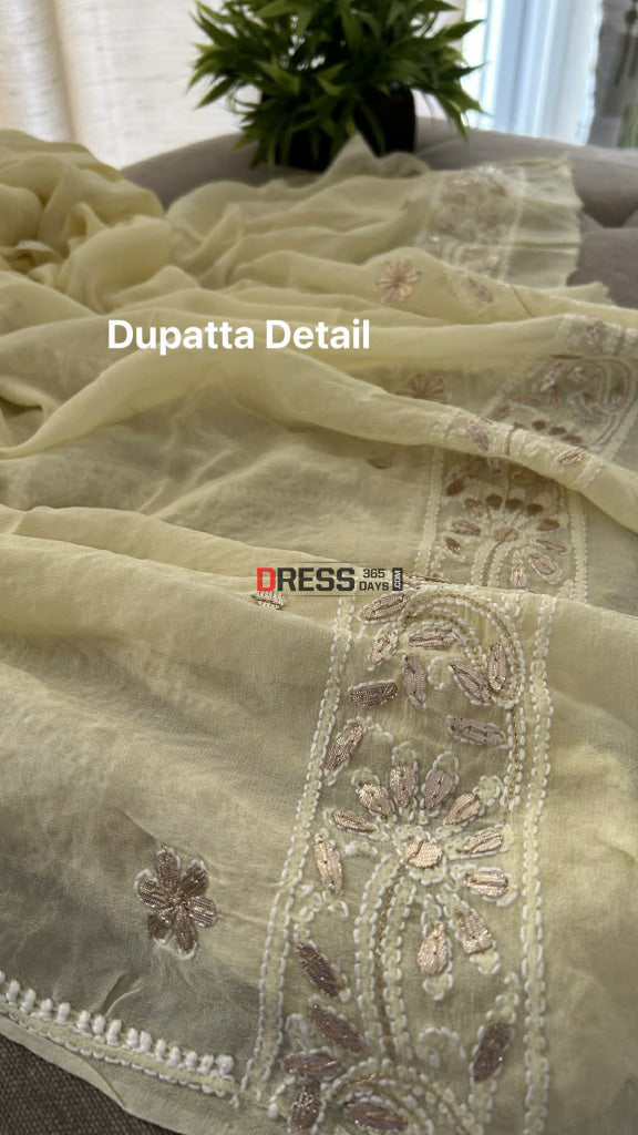 Lemon Yellow Gota Patti Chikankari Suit (Kurta & Dupatta) Chikankari Suits