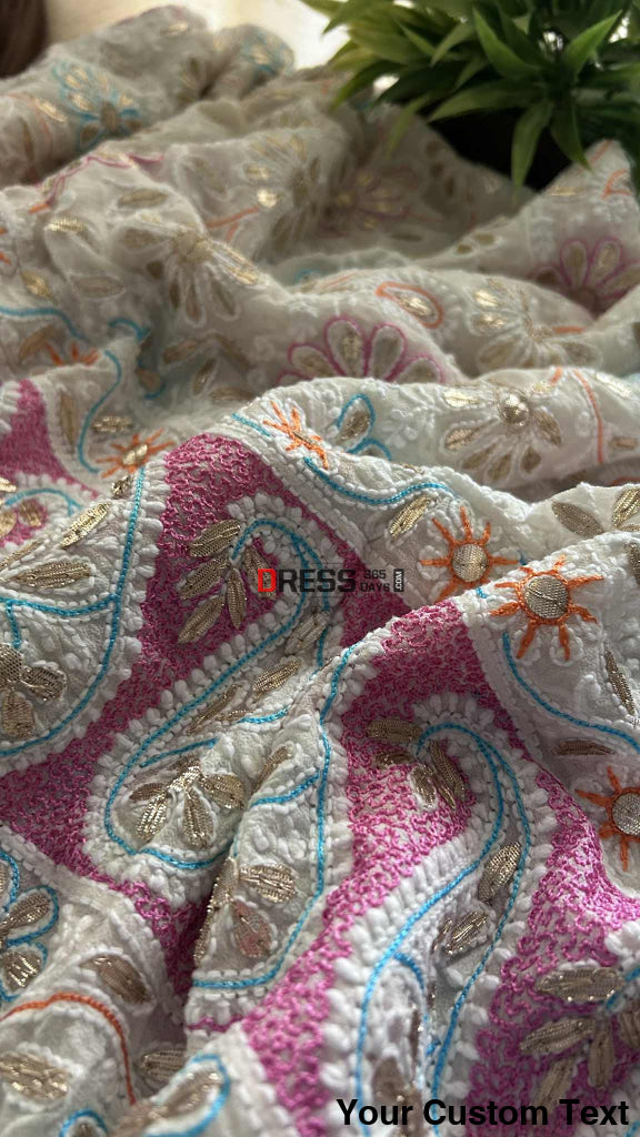 Multicolour Chikankari Gota Patti Dupatta Chikankari Dupatta