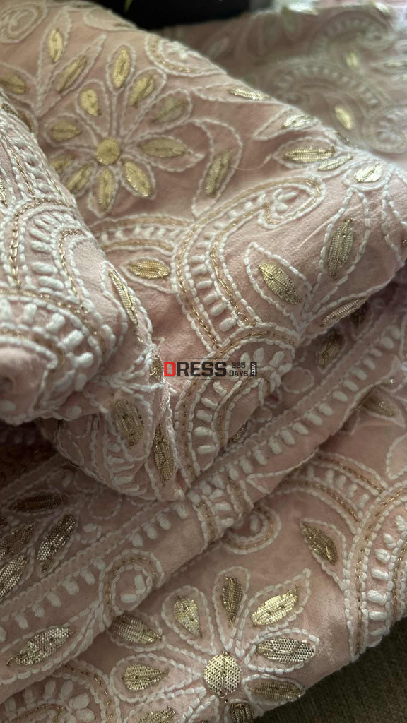 Pastel Pink Gota Patti Chikankari Dupatta Chikankari Dupatta