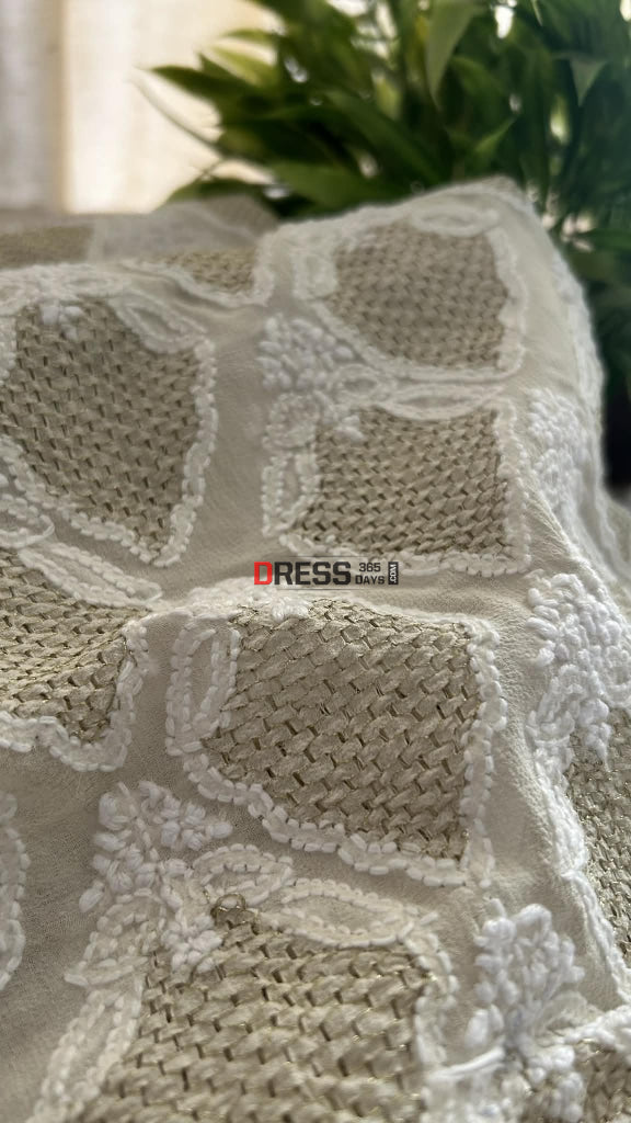 Pure Georgette Zari & Hand Jaali Lucknowi Chikankari Dupatta Chikankari Suits