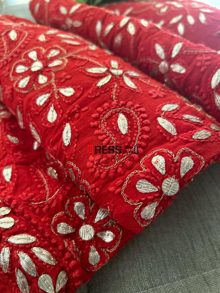Red Gota Patti Chikankari Dupatta