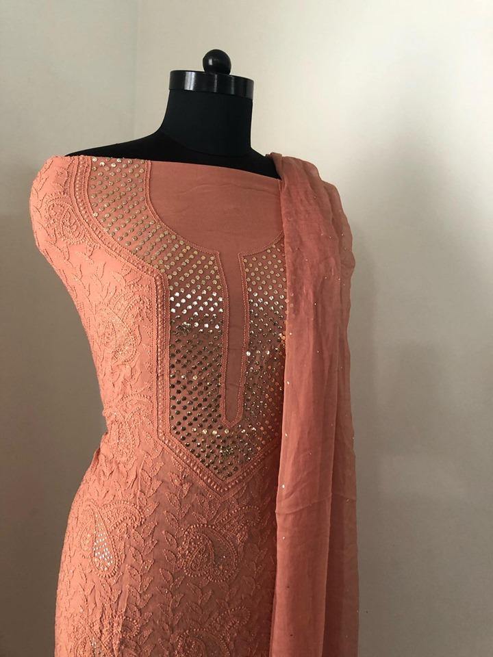 Mukaish Lucknowi Chikankari Suit - Dress365days