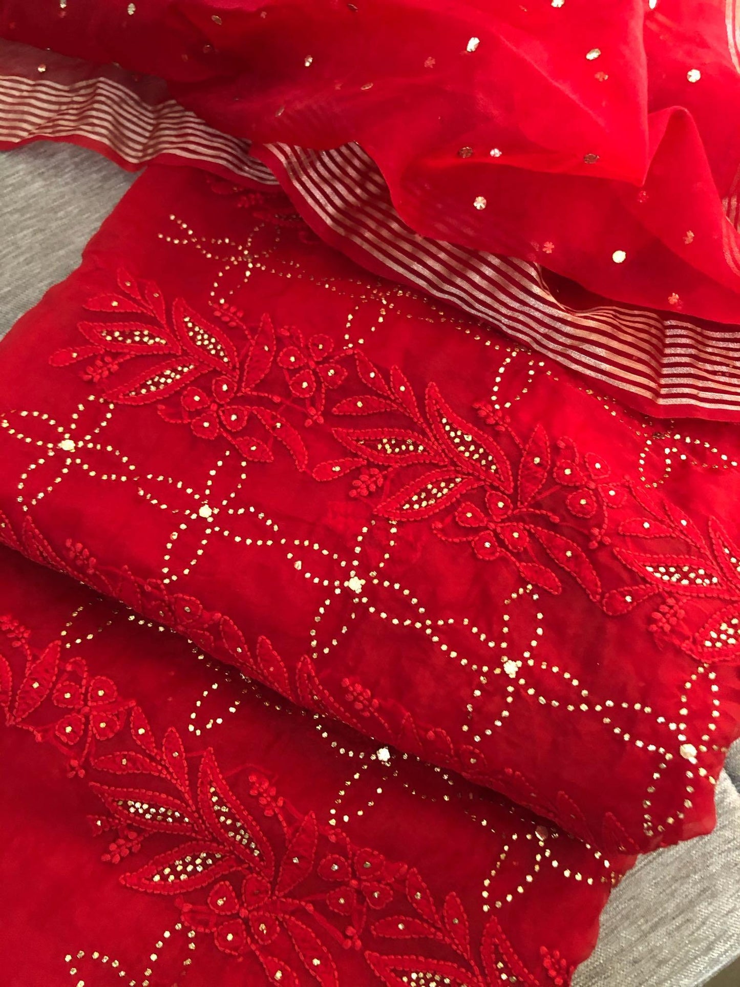 Organza Mukaish Chikankari Suit - Dress365days