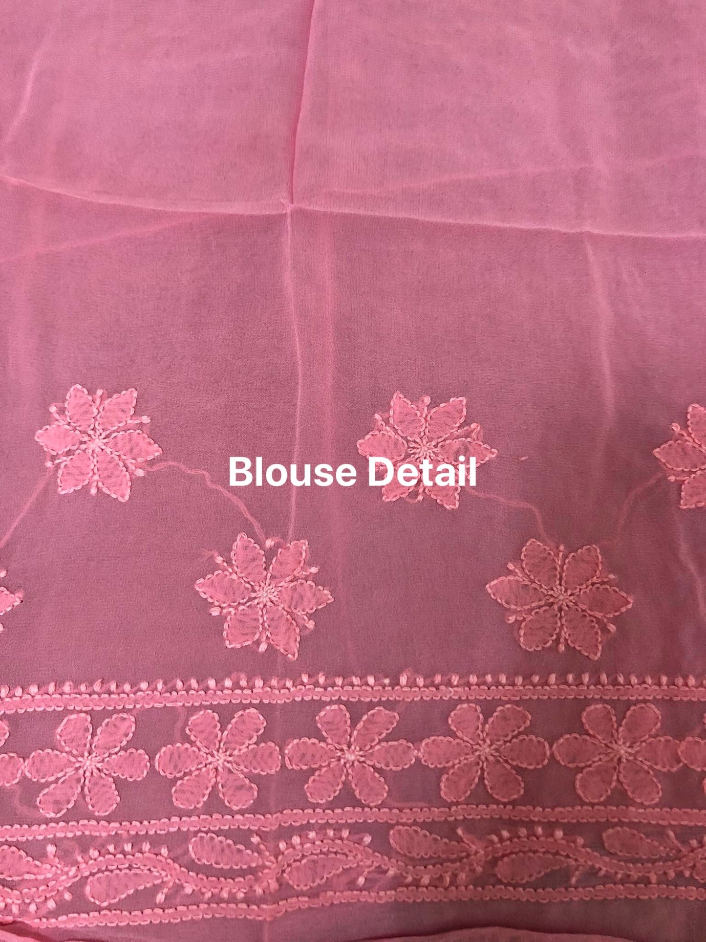 Peachy Pink Hand Embroidered Lucknowi Chikankari Saree