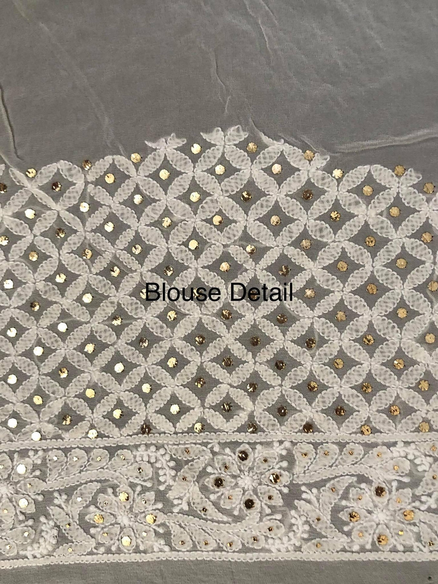 Ivory Hand Embroidered Chikankari and Kamdani Saree - Dress365days