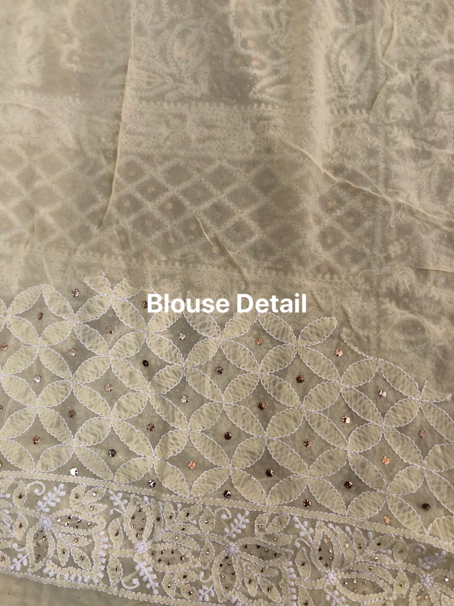 Lemon Yellow Chikan Mukaish Saree